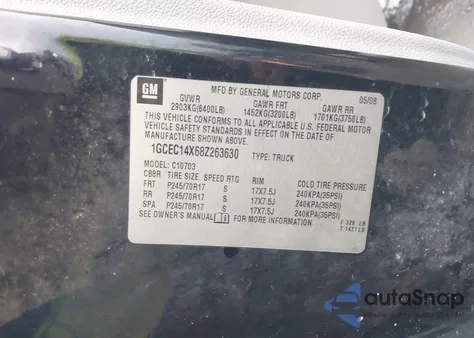 2008 Chevrolet Silverado 1500 Work Truck из США, поврежденный, VIN 1GCEC14X68Z263630